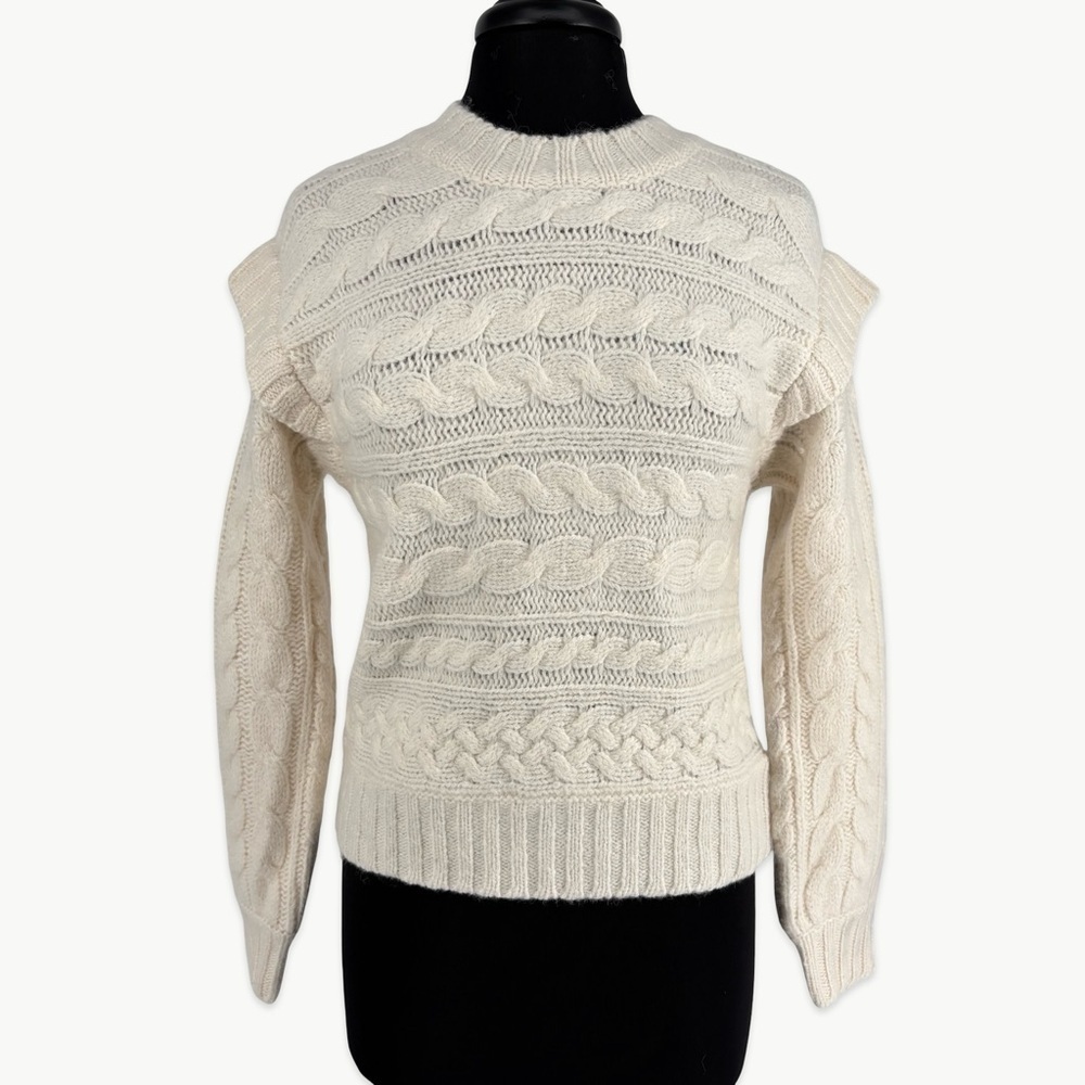 Unsubscribed Alpaca Blend Cable Knit Sweater Size Small Ivory Cozy Luxe New